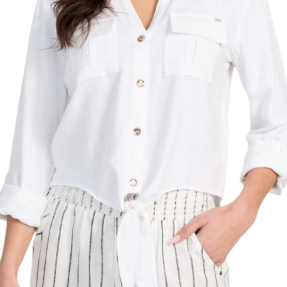 Guess Classic White Button-Down Shirt Sz S - Picture 5 of 8
